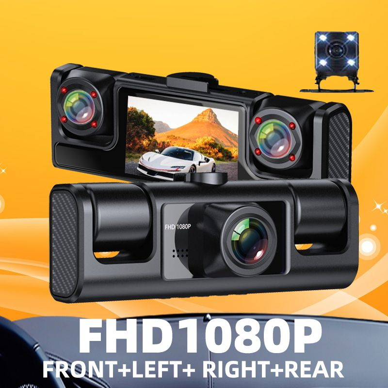360 Derece Gece Görüşlü 4 Lensli Araç İçi Kamera Video Kaydedici Döngü Kayıt 1080p IPS Ekran Uzaktan Kumandalı Evrensel Uyumlu 